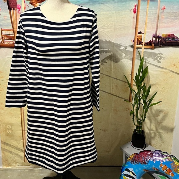 Stripped Dress long sleeve and JEWEL Neck - Picture 2 of 2